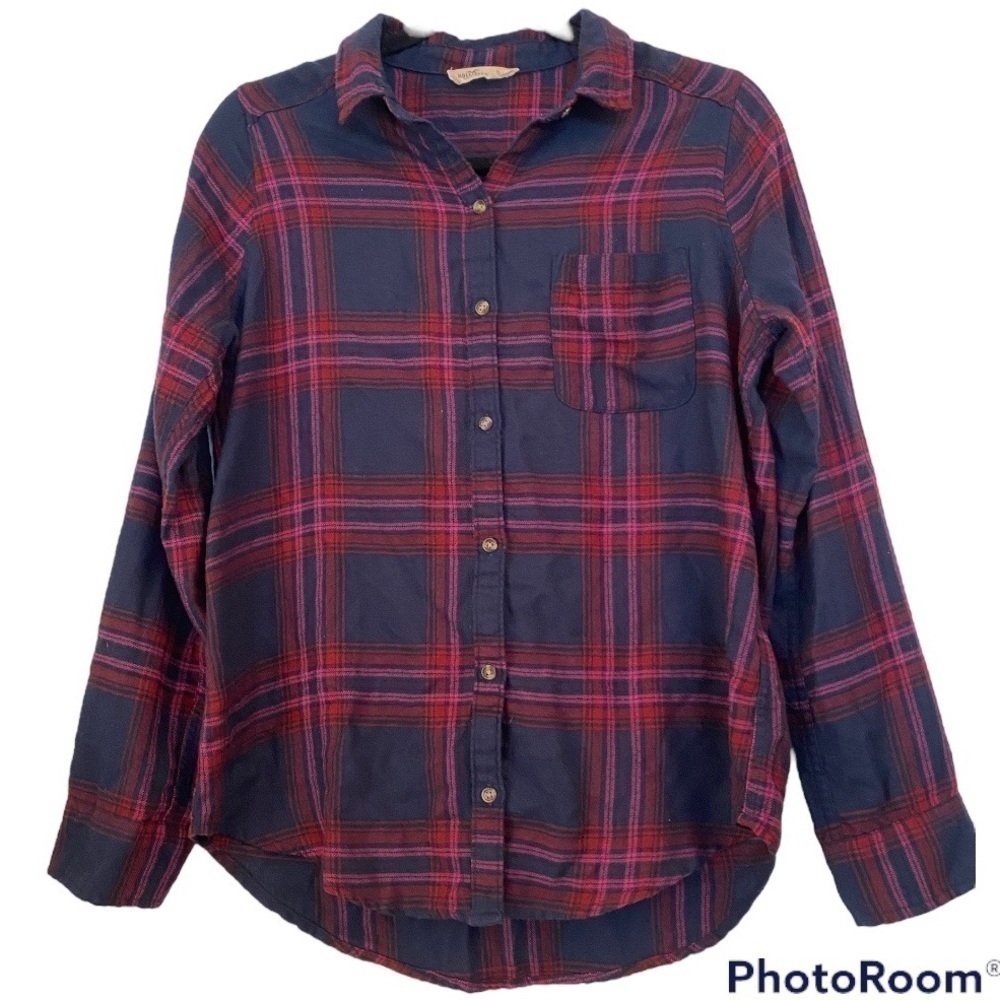 HOLLISTER NAVY BLUE & RED WOMENS FLANNEL‎ SIZE SMALL